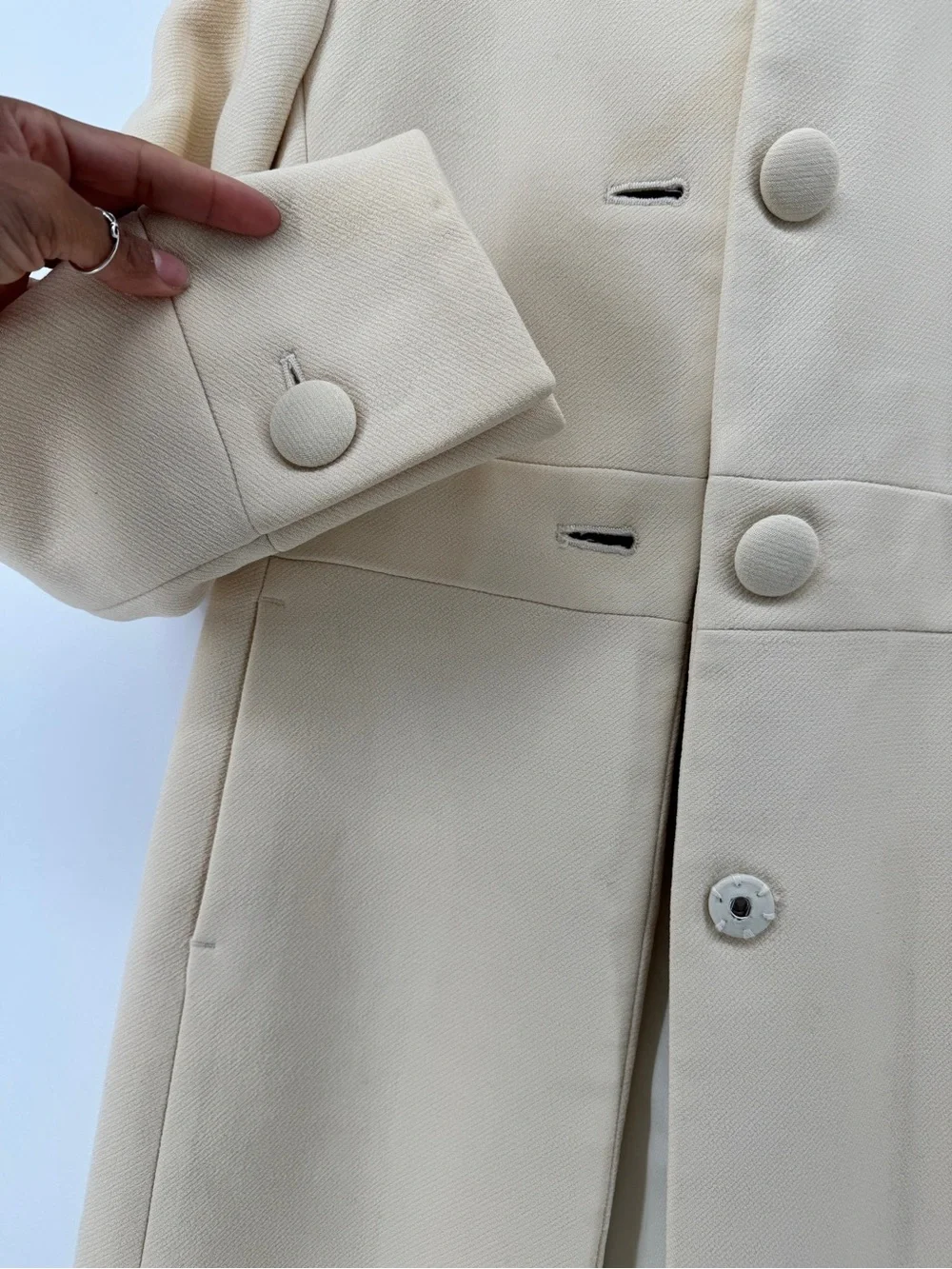 J. Crew Cream Single-Breasted Wool Coat